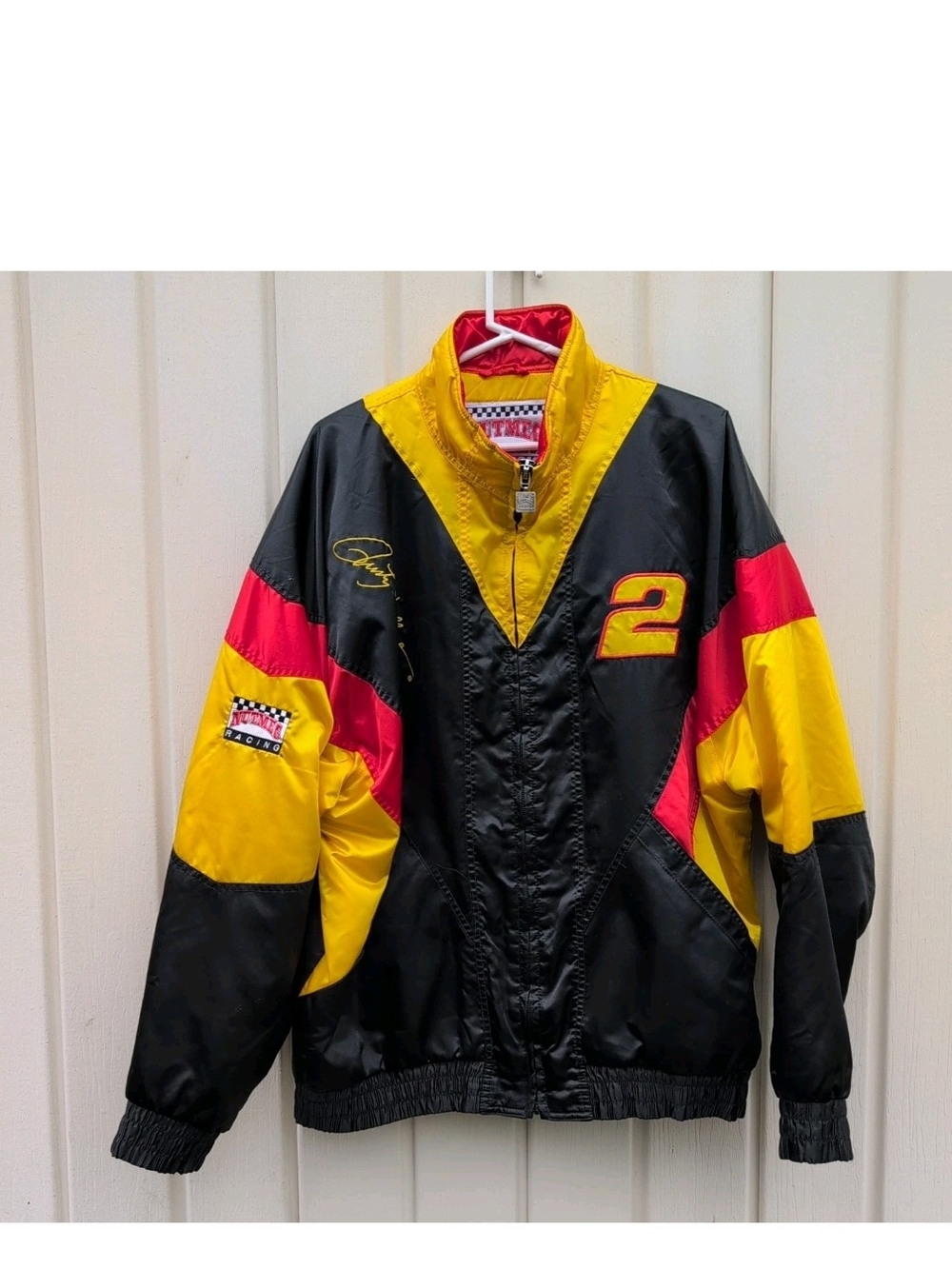 Vintage Rusty Wallace Jacket Mens Large Nascar Racing Black Yellow Colorblock 2